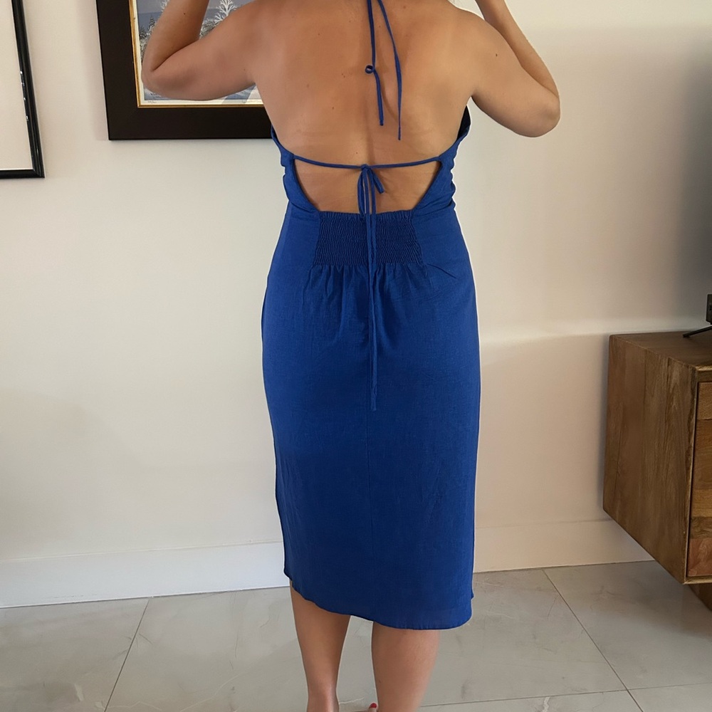 Summer Blue Backless Midi Dress - Picture 4 of 11